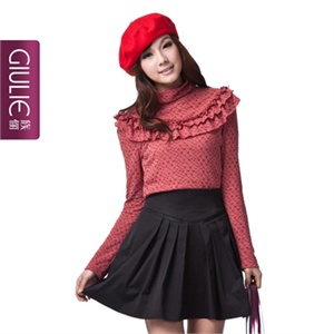 GIULIE 春装新品2011韩版荷叶边T恤圆领透气打底衫 女ST-006