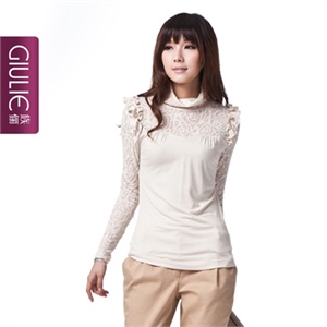 GIULIE 春装女装新款2011高领提花针织修身T恤 女ST-009