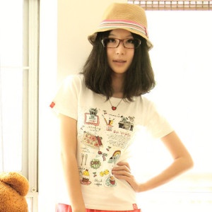 Hodoo 多姿多彩的生活 韩版女款可爱短袖T恤 TS1006