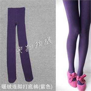 想飘内衣 秋冬新款修身美体暖绒连脚打底裤/保暖裤-紫色