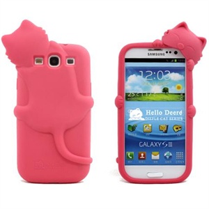 三星I9300保护套I9308手机套galaxy S3迪菲猫趴趴猫（玫红色）
