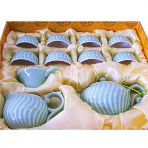 苏氏淡绿釉十二头茶具75496 新视觉条纹