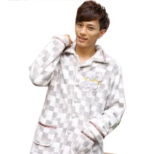 韩琦丝 2011秋冬装 时尚格仔珊瑚绒情侣家居服套装
