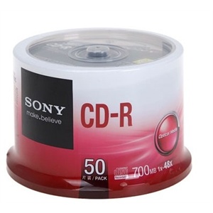 索尼 CD-R 48X 700MB 桶装50片 空白刻录盘