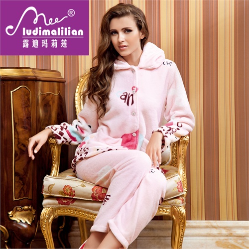 露迪玛莉莲新品女士<em>卡通大码</em>加厚珊瑚绒长袖套