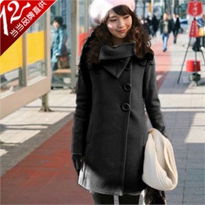 2011冬装首推超赞花苞领单排扣羊毛呢子大衣