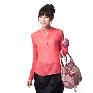GIULIE 春装新品2011女装小立领暗格纹修身衬衫 女S-006