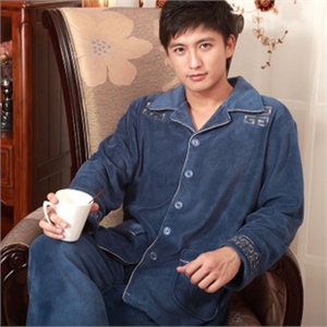 男士家居服 尊贵印花加厚珊瑚绒睡衣套装