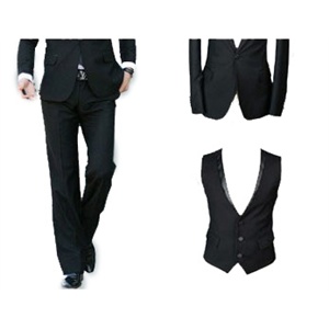 2012 韩版男士高档休闲西装套装西服三件套　X001