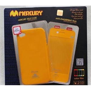韩国mercury iphone 4 苹果 手机套 保护壳+彩色贴纸 套装 黄色