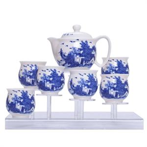 唯茶工坊德化瓷7头双层江南水乡功夫茶具套装