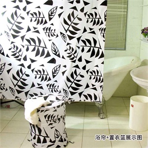 京彩正品180*200cm涤纶防水浴帘+置衣篮（超值套装）剪影系列
