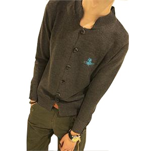 HIEND 灰色立领 学生装短款毛衣 D367