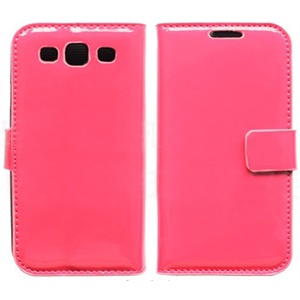 三星I9300手机套I9300保护套 galaxy s3左右开钱包款皮套（玫红）