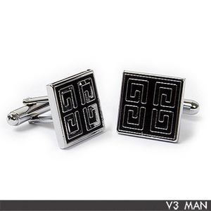 V3 MAN 复古纹雕花方形金属袖扣