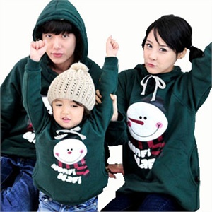 the couple pig 长版圣诞雪人亲子装 情侣装 连帽卫衣外套W010