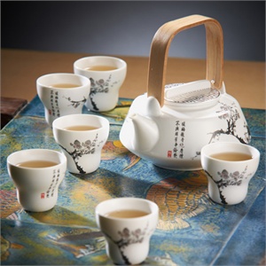 原装进口台湾茶具7件装 墨梅7入壶 YCJ1101