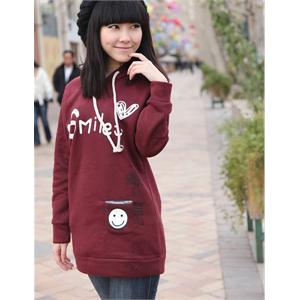法姿 韩版抓绒加厚卫衣女款连帽外套B8055