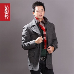 2010冬季新款 北极绒羽绒服专柜正品男式时尚经典981009呢质羽绒