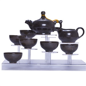 唯茶工坊油滴天目釉8头茶具套装001（经典黑）