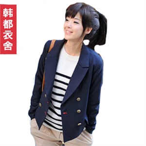 【货到付款】韩都衣舍 韩国秋冬新品女青果领小西服外套JM1129