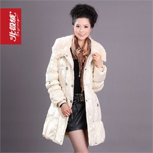 2010冬季新款 北极绒羽绒服 欧美 女式 中长款 981061 獭兔毛