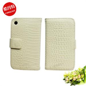苹果iphone3gs手机套3G外套3gs手机套鳄鱼漆皮左右开皮套(乳白)