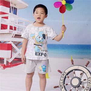2011夏装 小男孩居家卡通短袖针织棉家居服套装Q771