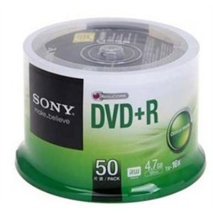 索尼（SONY）DVD+R 16速 4.7G 台产 桶装50片 刻录盘