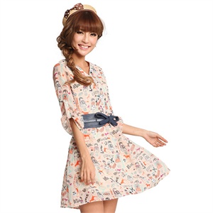 茵佳妮夏新品夏日甜美风俏皮碎花V领连衣裙1800123