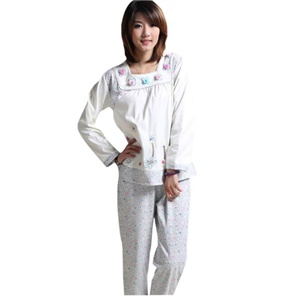 靓舒帛世家 2011秋装 女式针织纯棉锈花衣家居服套装2023