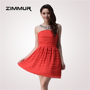 zimmur 夏装 春装 中腰圆领时尚无袖 连衣裙 Z12XQC725JF 显瘦