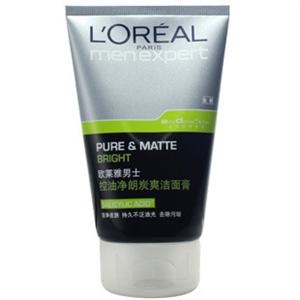 【货到付款】欧莱雅男士控油净朗炭爽洁面膏100ml