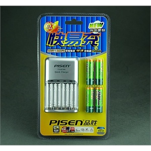 Pisen品胜 快易充套装 2500mAh*4支装 AA5号镍氢充电电池 毫安