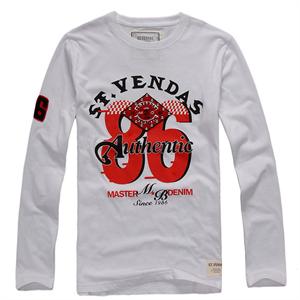 ST.VENDAS男装个性数字印花休闲圓领長袖T恤03TL54017