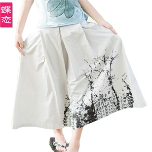 【蝶恋】2012春装新品 时尚简约森林系水墨画半身长裙 110725