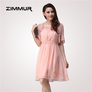 zimmur 夏装 春装 高腰名媛淑女连衣裙 Z12XQC771FP 显瘦