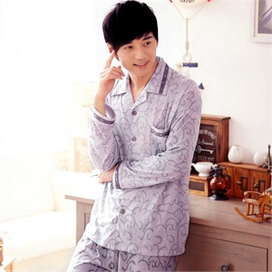 雪俐shirley 春季新品纯棉长袖男式睡衣居家服套装3308
