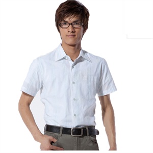 【奥特莱斯】柒牌男装正品条纹全棉直筒休闲短袖衬衫79A314302
