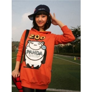 Hodoo ZOO-熊猫 韩版女生超可爱长款连帽卫衣 AW1003