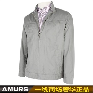 【品牌直供】爱缪斯专柜正品 时尚休闲男夹克 灰色夹克衫 流行欧美风格夹克