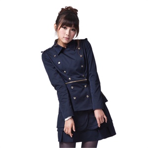 GIULIE 2011春新品双排扣西装可拆变短款立领外套女SJ-003