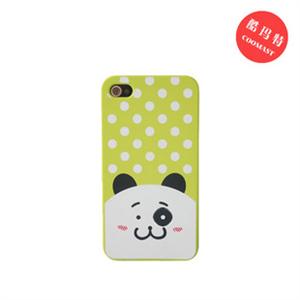 苹果 iphone 4G 4代手机套手机壳保护套点点大脸猫（緑底白点）