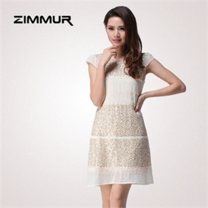 zimmur 夏装 春装 圆领绣珠片时尚 连衣裙 Z12XQC780MY 显瘦