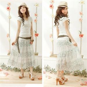 2010夏季 清凉 舒适 波西米亚 甜美蕾丝花边雪纺长裙