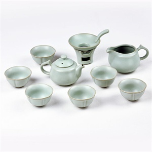 莫耶汝窑风格茶具 功夫茶具套装 天青9入功夫茶组 SCT1113
