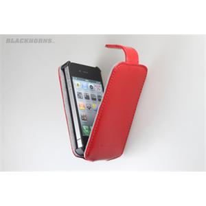 黑角 苹果 iPhone 4代 4G皮套保护套手机套上下开亮雅真皮（红）