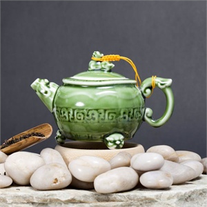 唯茶工坊恬瓷茶具龙虎鼎翠壶碧玺系列陶瓷