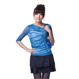 GIULIE 2011春装 新款女装5分袖斜领抽皱修身T恤 女ST-017