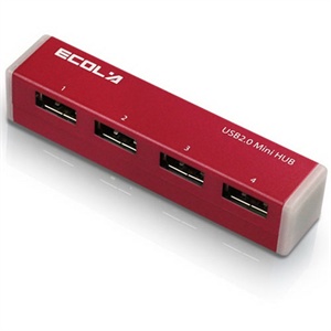 [当当销售配送]宜客莱迷你4口USB集线器USB-HUB01PK玫红